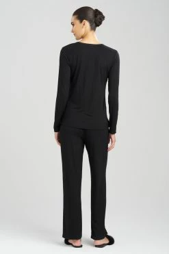 Feathers Essentials Lenzing™ Ecovero™ Viscose Lace Applique PJ -Natori Sales Shop Feathers Essentials Lenzing Ecovero Viscose Lace Applique PJ Black by Natori 2 21499.1692031926