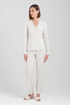 Feathers Essentials Lenzing™ Ecovero™ Viscose Lace Applique PJ -Natori Sales Shop Feathers Essentials Lenzing Ecovero Viscose Lace Applique PJ Heather Pebblestone by Natori 2 15096.1692032020