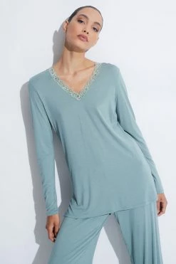 Feathers Essentials PJ -Natori Sales Shop Feathers Essentials PJ Eucalyptus Green by Natori 27482.1663600704