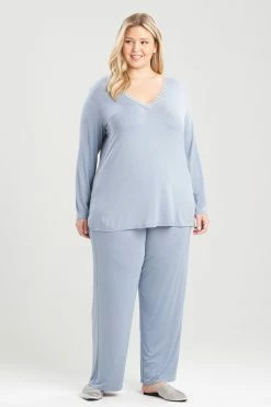 Feathers Essentials PJ -Natori Sales Shop Feathers Essentials PJ Windy Blue by Natori 3 56154.1645129993