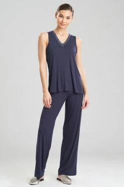 Feathers Essentials Tank PJ -Natori Sales Shop Feathers Essentials Tank PJ Night Blue by Natori 43616.1666048631