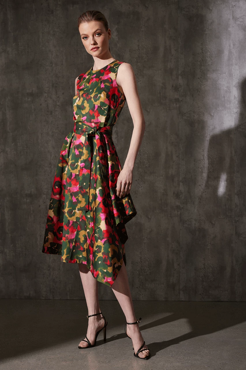 Floral Asymmetrical Boat Neck Dress 3 Floral Asymmetrical Boat Neck Dress - Image 3
