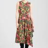 Floral Asymmetrical Boat Neck Dress