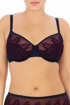 Frame Full Fit Unlined Underwire Bra -Natori Sales Shop Frame Full Fit Unlined Underwire Bra Dark Blue Combo by Natori 86466.1669753418