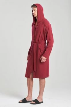 Galen Cotton Modal Hooded Robe -Natori Sales Shop Galen Cotton Modal Hoodie Robe Cabernet by Natori 4 25709.1664398541
