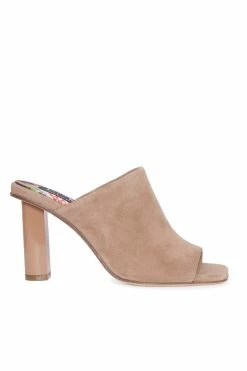 Gamine Suede Column Heel Mule -Natori Sales Shop Gamine Suede Column Heel Mule Natural by Natori 3 56521.1659021001