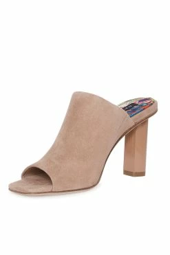 Gamine Suede Column Heel Mule -Natori Sales Shop Gamine Suede Column Heel Mule Natural by Natori 4 56223.1659021007