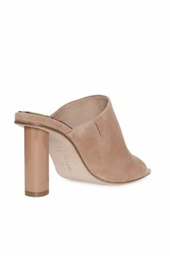Gamine Suede Column Heel Mule -Natori Sales Shop Gamine Suede Column Heel Mule Natural by Natori 5 55010.1659021011