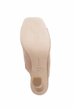Gamine Suede Column Heel Mule -Natori Sales Shop Gamine Suede Column Heel Mule Natural by Natori 8 12249.1659021015