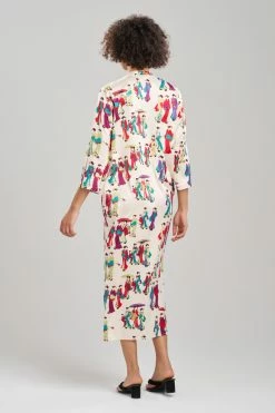 Geisha-Printed Satin Caftan -Natori Sales Shop Geisha Printed Satin Caftan Champagne Multi by N Natori 2 67225.1692956565