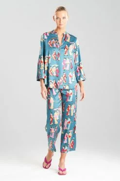 Geisha-Printed Satin PJ -Natori Sales Shop Geisha Printed Satin PJ Green Multi by N Natori 74763.1678460096