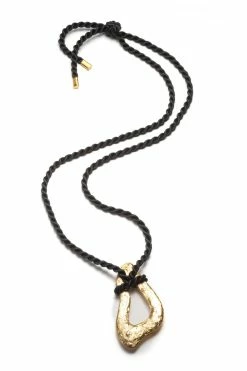 Gold Plated Brass Pendant Rope Necklace