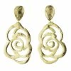 Gold Plated Floral Scroll Drop Earrings
