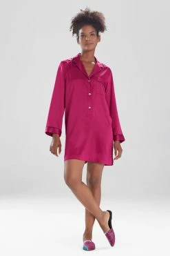Feathers Satin Essentials Notch Collar Sleepshirt -Natori Sales Shop H72057 CRA 1 14714.1600101298