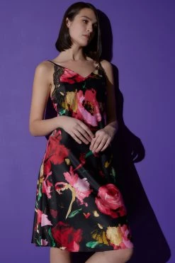 Haiku Charm V-Neck Lace Slip -Natori Sales Shop Haiku Charm V Neck Lace Slip Black Multi by Natori 2 35543.1663606724