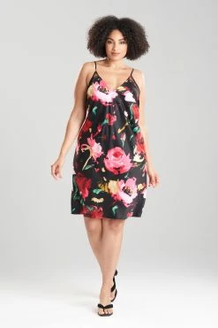 Haiku Charm V-Neck Lace Slip -Natori Sales Shop Haiku Charm V Neck Lace Slip Black Multi by Natori 3 96285.1662065772