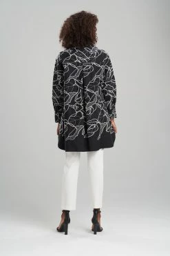 Hana Cotton Poplin Embroidered Shirt -Natori Sales Shop Hana Cotton Poplin Embroidered Shirt Black White by Natori 2 30237.1640814298