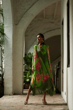 Hanabi Fringe Silk Caftan -Natori Sales Shop Hanabi Fringe Silk Caftan Limon by JN 2 73861.1677872250