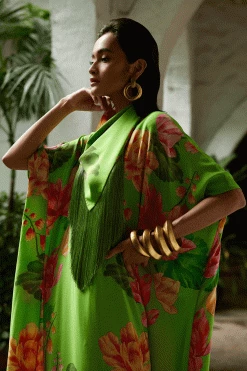 Hanabi Fringe Silk Caftan -Natori Sales Shop Hanabi Fringe Silk Caftan Limon by JN 84575.1677872235