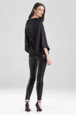 Charmeuse Butterfly Blouse 3 Charmeuse Butterfly Blouse -Natori Sales Shop Heavy Charmeuse Butterfly Blouse Black by Natori 2 38079.1625087996