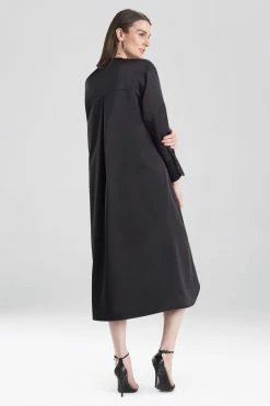 Luxe Charmeuse Oversized Shirtdress -Natori Sales Shop Heavy Charmeuse Shirtdress Black by Natori 2 62977.1625081183
