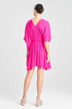 Heleneca Mesh Belted Short Caftan -Natori Sales Shop Heleneca Mesh Belted Short Caftan Fuchsia by Natori 2 83927.1677077248