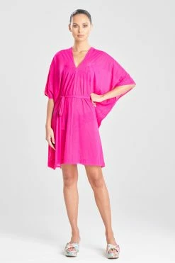 Heleneca Mesh Belted Short Caftan -Natori Sales Shop Heleneca Mesh Belted Short Caftan Fuchsia by Natori 57297.1677611303