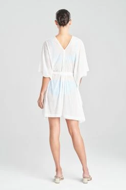 Heleneca Mesh Belted Short Caftan -Natori Sales Shop Heleneca Mesh Belted Short Caftan White by Natori 2 83899.1677078372