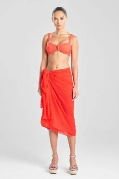 Heleneca Mesh Double Layer Pareo -Natori Sales Shop Heleneca Mesh Double Layer Pareo Tomato Red by Natori 2 64732.1677077694