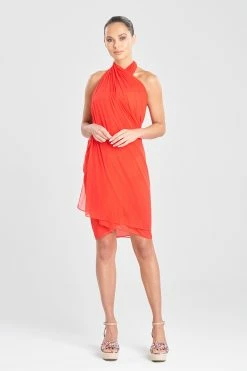 Heleneca Mesh Double Layer Pareo -Natori Sales Shop Heleneca Mesh Double Layer Pareo Tomato Red by Natori 60624.1677077695