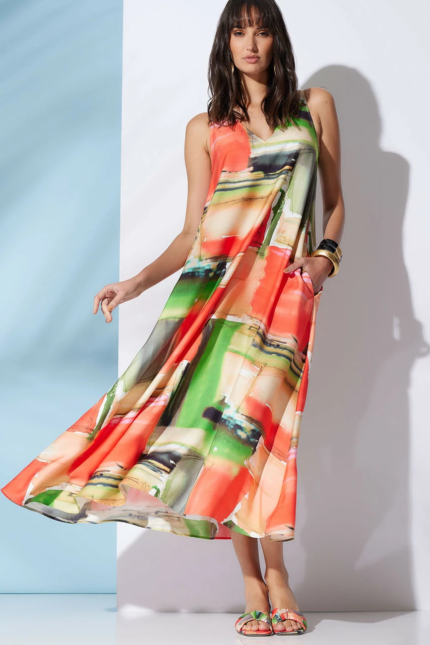 Hikaru Cotton Silk Trapeze V-Neck Belted Dress 5 Hikaru Cotton Silk Trapeze V-Neck Belted Dress - Image 5