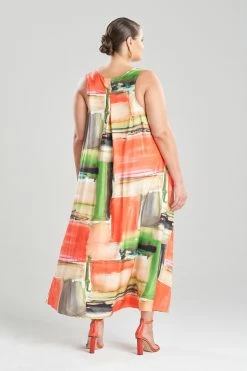 Hikaru Cotton Silk Trapeze V-Neck Belted Dress 9 Hikaru Cotton Silk Trapeze V-Neck Belted Dress -Natori Sales Shop Hikaru Cotton Silk Trapeze V Neck Belted Dress Multi Coral by Natori 4 48056.1668640620