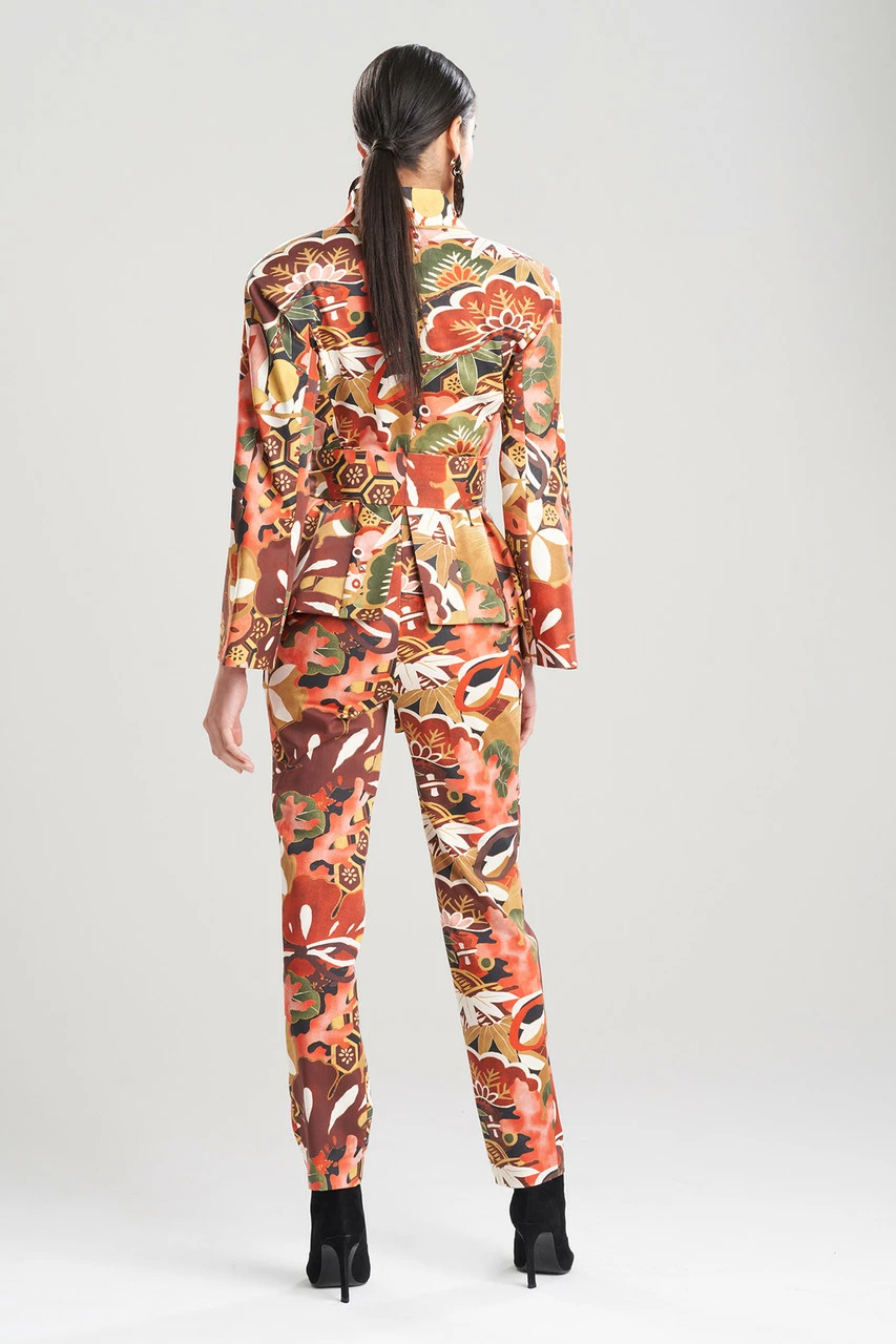 Ikebana Printed Cotton Sateen Peplum Jacket 2 Ikebana Printed Cotton Sateen Peplum Jacket - Image 2