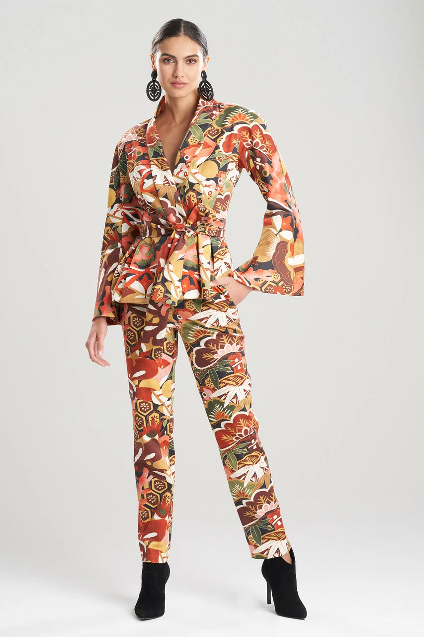 Ikebana Printed Cotton Sateen Peplum Jacket 1 Ikebana Printed Cotton Sateen Peplum Jacket