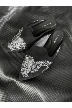 Image Suede Dragon Embroidery Slide 16 Image Suede Dragon Embroidery Slide -Natori Sales Shop Image Suede Dragon Embroidery Slide Black by Natori 3 13037.1632139092