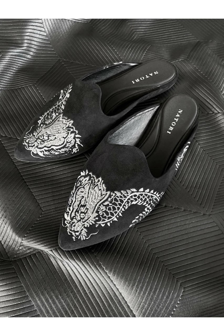 Image Suede Dragon Embroidery Slide 8 Image Suede Dragon Embroidery Slide - Image 8