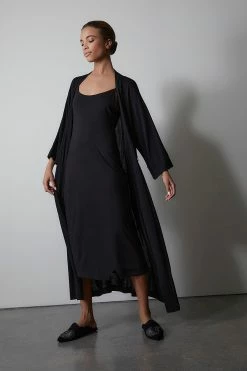 Image Suede Dragon Embroidery Slide 17 Image Suede Dragon Embroidery Slide -Natori Sales Shop Image Suede Dragon Embroidery Slide Black by Natori 45978.1631559154