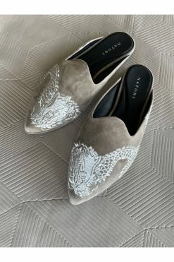 Image Suede Dragon Embroidery Slide 11 Image Suede Dragon Embroidery Slide -Natori Sales Shop Image Suede Dragon Embroidery Slide Sandstone by Natori 39629.1632139108