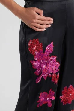 Imperial Embroidery Silk Pants -Natori Sales Shop Imperial Embroidery Silk Pants Black by Josie Natori 3 06714.1632856904