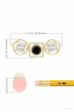 Infinity 14K Gold With Black & White Diamond Three Stone Necklace -Natori Sales Shop Infinity Black White Diamond Three Stone Necklace 14K Yellow Gold by Natori 6 15324.1656699549