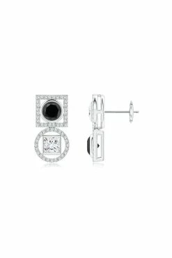 Infinity 14K Gold With Black & White Diamond Two Stone Earrings -Natori Sales Shop Infinity Black White Diamond Two Stone Earrings 14K White Gold by Natori 3 18987.1656699070