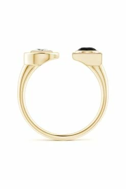 Infinity 14K Gold With Black & White Diamond Two Stone Open Ring -Natori Sales Shop Infinity Black White Diamond Two Stone Open Ring 14K Yellow Gold by Natori 2 53683.1656702016