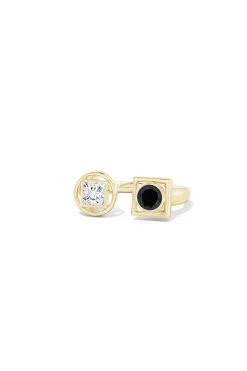 Infinity 14K Gold With Black & White Diamond Two Stone Open Ring -Natori Sales Shop Infinity Black White Diamond Two Stone Open Ring 14K Yellow Gold by Natori 4 97352.1656702024