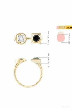 Infinity 14K Gold With Black & White Diamond Two Stone Open Ring -Natori Sales Shop Infinity Black White Diamond Two Stone Open Ring 14K Yellow Gold by Natori 6 36396.1656702058