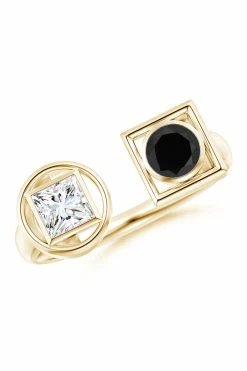 Infinity 14K Gold With Black & White Diamond Two Stone Open Ring -Natori Sales Shop Infinity Black White Diamond Two Stone Open Ring 14K Yellow Gold by Natori 66423.1656702011