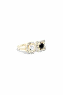 Infinity 14K Gold With Black & White Diamond Two Stone Statement Ring 24 Infinity 14K Gold With Black & White Diamond Two Stone Statement Ring -Natori Sales Shop Infinity Black White Diamond Two Stone Statement Ring 14K Yellow Gold by Natori 4 13820.1656702927