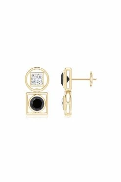 Infinity 14K Gold With Black & White Diamond Two Stone Studs -Natori Sales Shop Infinity Black White Diamond Two Stone Studs 14K Yellow Gold by Natori 2 02053.1656698044