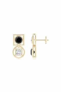 Infinity 14K Gold With Black & White Diamond Two Stone Studs -Natori Sales Shop Infinity Black White Diamond Two Stone Studs 14K Yellow Gold by Natori 3 83058.1656698045