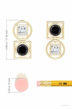 Infinity 14K Gold With Black & White Diamond Two Stone Studs -Natori Sales Shop Infinity Black White Diamond Two Stone Studs 14K Yellow Gold by Natori 7 38119.1656698049
