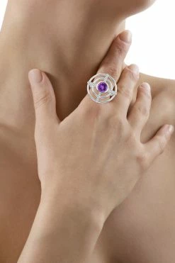 Infinity Concentric Circle 14K Gold And Amethyst Ring -Natori Sales Shop Infinity Concentric Amethyst Ring 14K White Gold by Natori 5 71856.1656701498